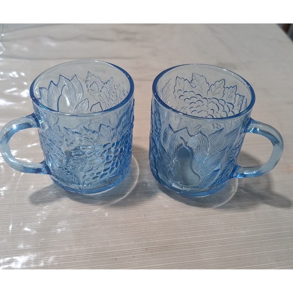 2 Vintage K I G  Indonesia Ice Blue Coffee Mugs
